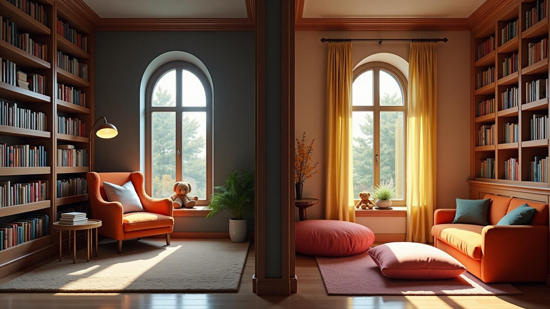 Cozy reading spaces for all ages - adult reading nook and child-friendly corner